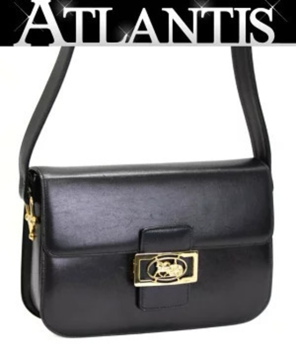 Celine Shoulder Bag Carriage Leather Black
